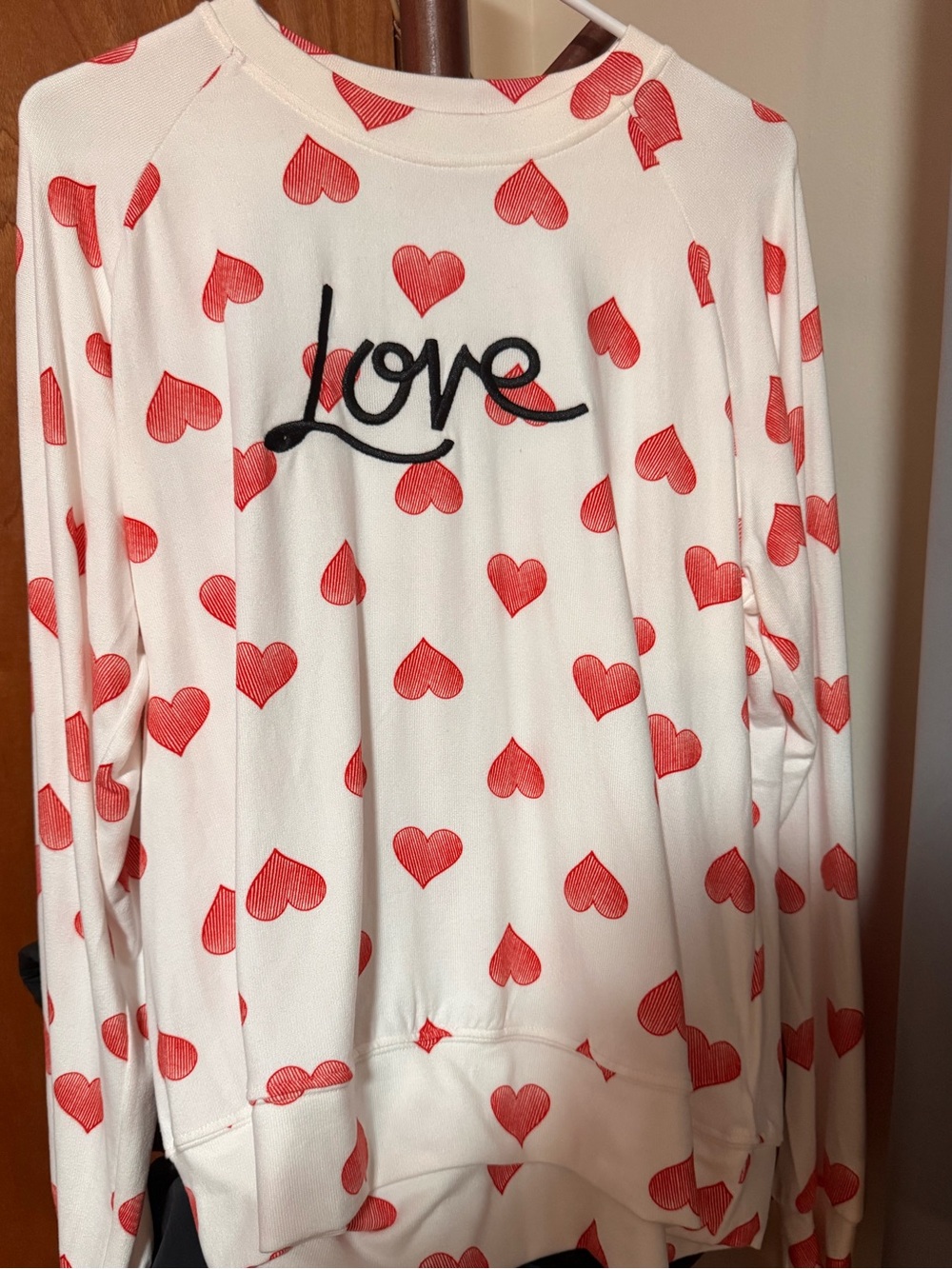 Love Script Sweatshirt with Red Hearts